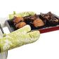 Red and white patterned Heat Proof Oven Glove for kitchen baking.
