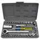 The Wagtail 40-piece socket toolkit neatly organized in its open portable case.