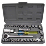 The Wagtail 40-piece socket toolkit neatly organized in its open portable case.