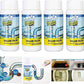 Drain cleaner powder dissolving tough blockages in a pipe, illustrating its powerful action.