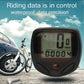Close-up of the PowerPulse waterproof bicycle computer's clear LCD screen showing active ride stats.