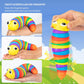 Collection of multiple rainbow plastic slug fidget toys arranged together for display.