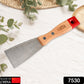 Hand holding a putty knife with its comfortable soft rubber handle.