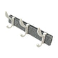 Wall mounted coat rack showcasing its sturdy metal hooks and elegant wooden base
