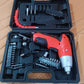 Complete portable electric screwdriver set with bits and accessories included