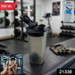 Leakproof gym shaker bottle made of plastic shown with secure flip-lock cap