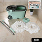 Close-up view of the Ganesh Spin Mop's microfiber head and adjustable stainless steel handle.