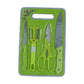 Versatile kitchen tool set featuring a chopping board, knife, and scissors for various needs.