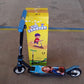 Wide, stable slip-resistant deck of the kids scooter with a robust rear wheelbase.