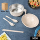 Wheat Straw Noodle Bowl with its matching fork, spoon, and chopsticks neatly arranged.