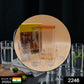 Ergonomic handle on the transparent plastic water jug for easy pouring.