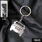 Laser-cut metal jeep design on keyring for car keys
