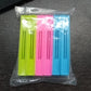 Overhead view of the 18-piece plastic snack bag clip set.