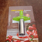 Chili corer next to a selection of fresh peppers, highlighting its use.