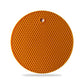 Durable silicone hot mat shown resisting high temperatures from a pan.