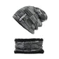 Front view of the comfortable and versatile woolen beanie scarf set.