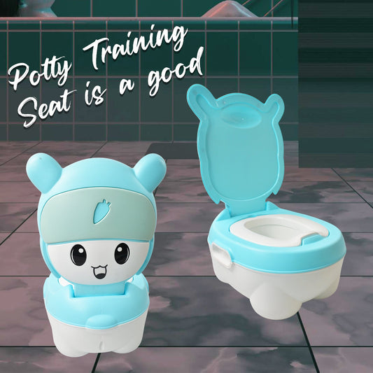 Potty training seat with the lid removed, highlighting the easy-to-clean inner bowl.