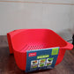 Food-grade red colander bowl perfect for washing rice and pasta
