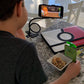 Flexible phone stand with 360-degree rotation for hands-free viewing.