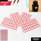 Close-up showing self-adhesive backing of red border label sticker sheet.