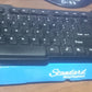 Underside view of the robust wired USB keyboard.