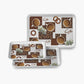 Three multicolor serving trays in various sizes perfect for food presentation and decor.