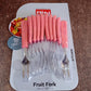 Compact reusable fruit forks with soft grip stainless steel tines