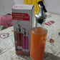 The glass oil dispenser with its lid closed, highlighting the secure and dust-proof design.