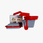 Compact BPA-free lunch box in blue, featuring an easy-to-use push lock mechanism.