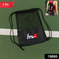 Lightweight mesh drawstring gym sack holding a water bottle and workout gear.
