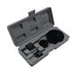 Detailed view of the 12-piece hole saw kit, ready for versatile drilling tasks.
