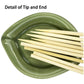 High-quality natural bamboo skewers displayed up close, highlighting texture.
