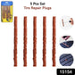 Close-up view of brown tubeless tyre repair strips, ready for emergency use.