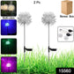 Solar color changing dandelion garden lights glowing in multicolor in outdoor garden