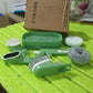 Detailed shot of the long-handled dish cleaning brush, emphasizing its ergonomic design and included replacement heads.