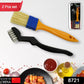Close-up of flexible silicone bristles on a red basting brush.