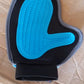 Pet grooming glove with adjustable wrist strap for pets of all sizes