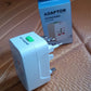 Universal travel adapter packed inside a travel bag ready for international use