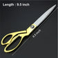 Side view of the 9.5-inch golden tailoring scissor, highlighting its length.