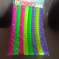 The vibrant 8-piece hula hoop set displayed vertically.