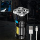 Close-up of the 4-LED Rechargeable Torch Light showing its convenient USB charging port.