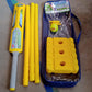 Sturdy and durable plastic cricket stumps with a stable base, ready for play.