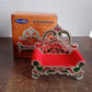 Side angle showing velvet cushioned seat on small plastic decorative singhasan