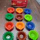 The complete 12-piece Silicone Diwali Diya set packaged, ready for gifting or personal use.