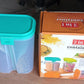 Boxed food grain container with two clear storage sections.