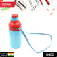 Person holding a 500ml insulated water bottle with its practical dori carry strap.