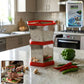 Manual chilli cutter with hand-crank stainless steel blades on kitchen counter