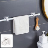 No-drill adhesive towel rod holder mounted in bathroom