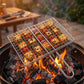 Barbecue grill wire mesh in stainless steel with long handle