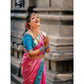 Generic Women's Litchi silk Printed Saree With Unstitched Blouse (Pink)
